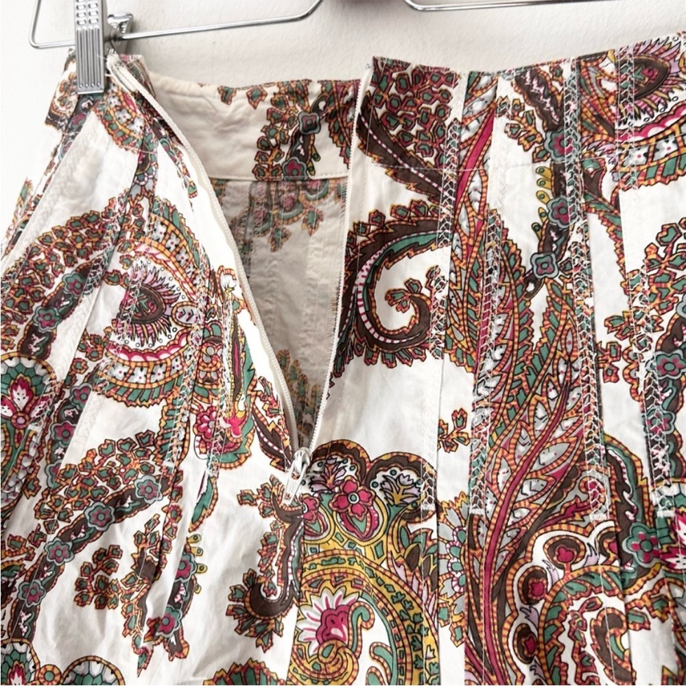 CAbi Paisley Print Midi Skirt - White and Brown size 0 - Picture 5 of 7